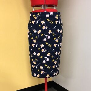 Boden Flower Print Pencil Skirt